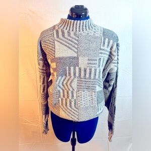 Vintage Le Tigre gray geometric dad sweater